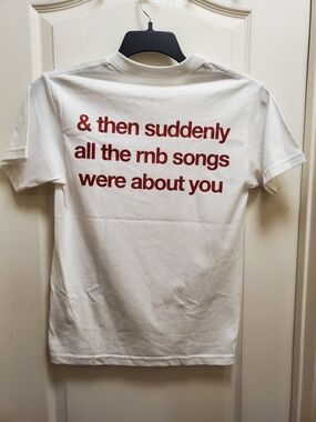 White Graphic Men’s Tee with Red Text - NWOT / Small
